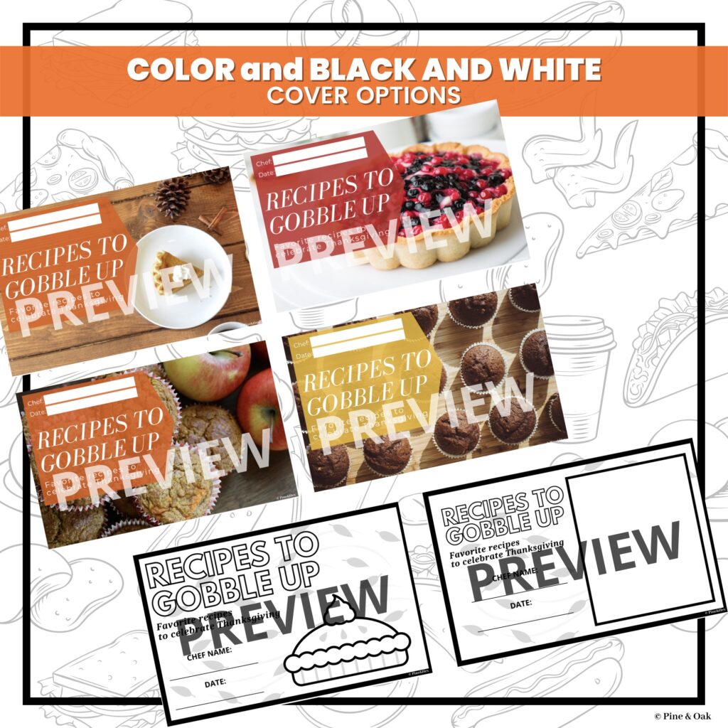 Thanksgiving Recipe Book Cover Options