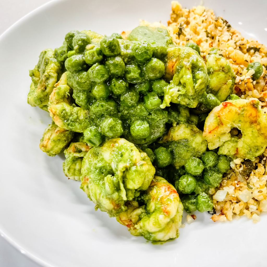 Pesto Shrimp with Peas